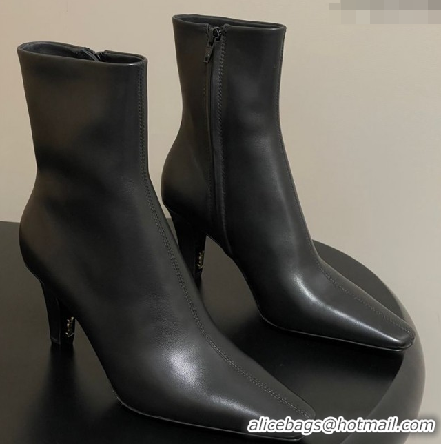 Shop Cheap Saint Laurent Jill Heel Ankle Boots 7.5cm in Calf Leather Black 1028112