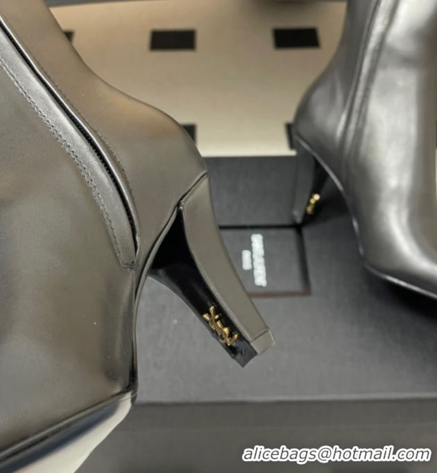 Shop Cheap Saint Laurent Jill Heel Ankle Boots 7.5cm in Calf Leather Black 1028112