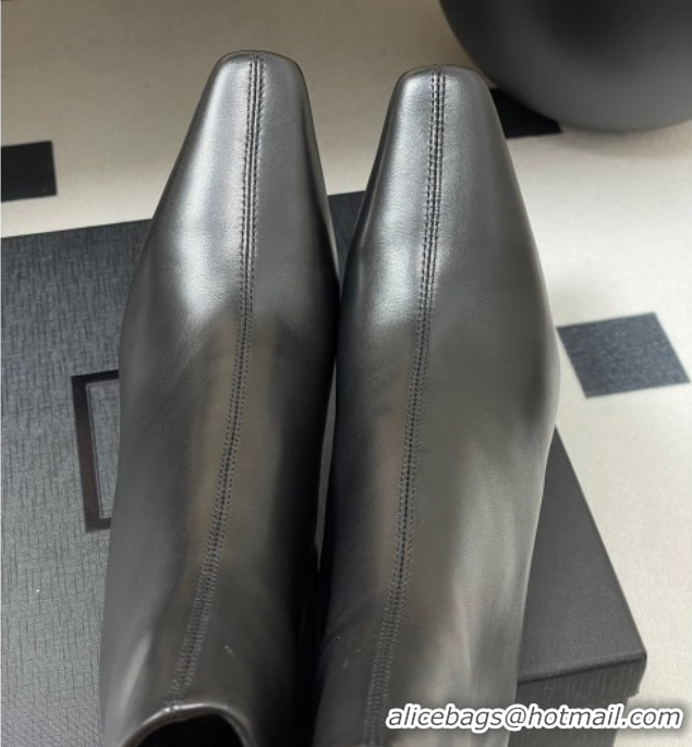 Shop Cheap Saint Laurent Jill Heel Ankle Boots 7.5cm in Calf Leather Black 1028112
