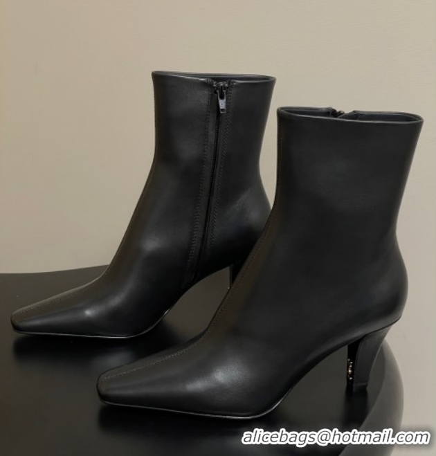 Shop Cheap Saint Laurent Jill Heel Ankle Boots 7.5cm in Calf Leather Black 1028112