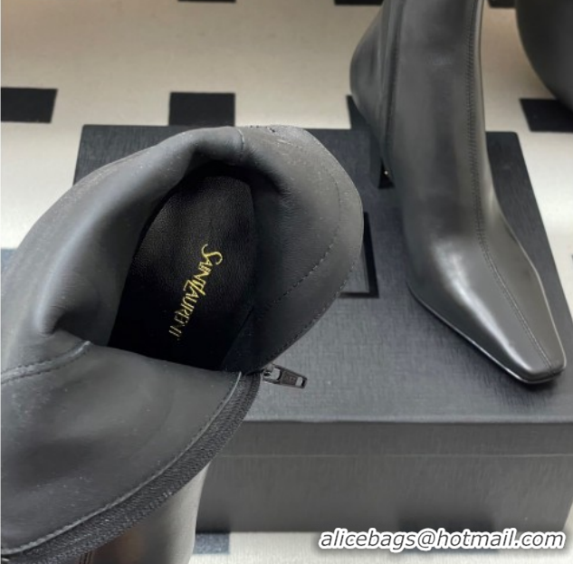 Shop Cheap Saint Laurent Jill Heel Ankle Boots 7.5cm in Calf Leather Black 1028112