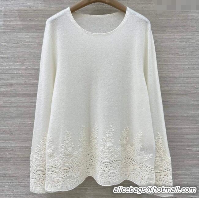 Buy Cheap Ermanno Scervino Cashmere Lace Sweater ES122605 White 2025