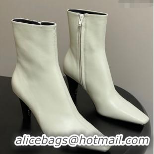 Hot Style Saint Laurent Jill Heel Ankle Boots 7.5cm in Calf Leather White 1028113