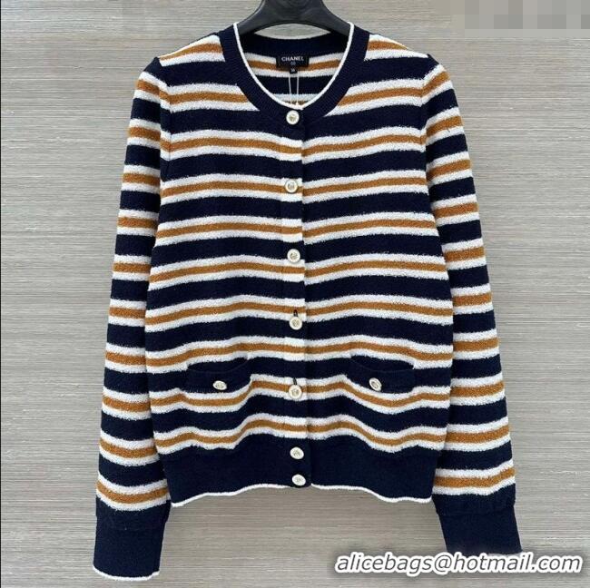 Buy Inexpensive Chanel Striped Cardigan CH122602 Blue 2025
