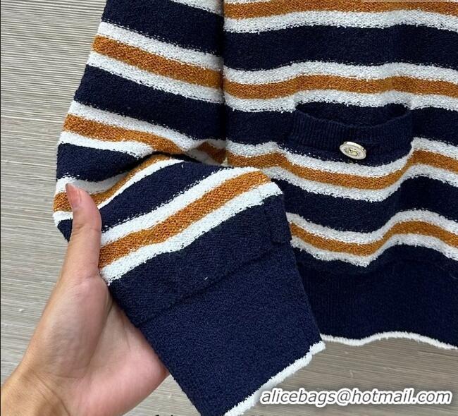 Buy Inexpensive Chanel Striped Cardigan CH122602 Blue 2025