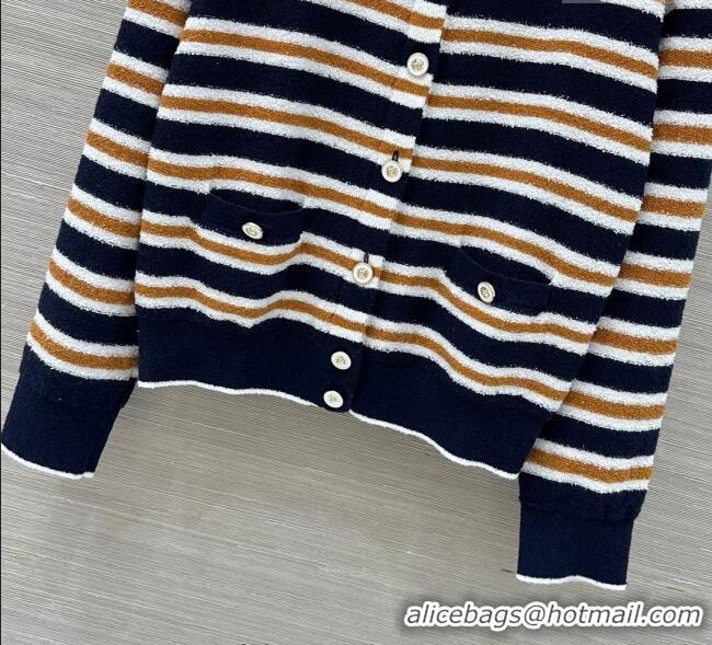 Buy Inexpensive Chanel Striped Cardigan CH122602 Blue 2025