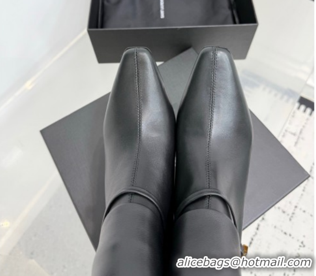 Perfect Saint Laurent Niki Heel Ankle Boots 10cm with YSL Strap in Calf Leather Black 1028116
