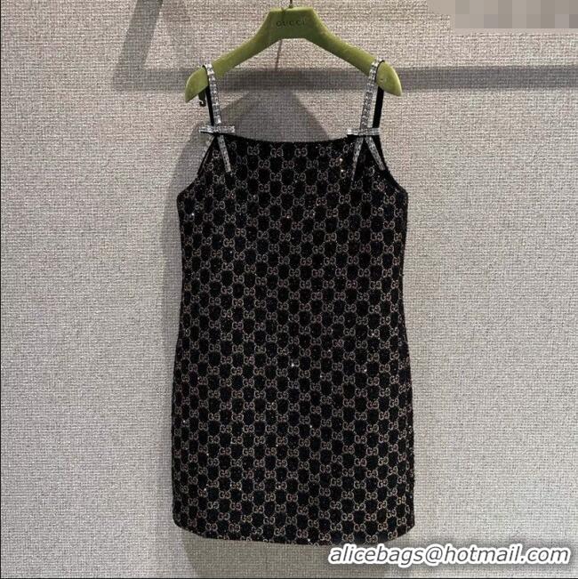 Buy Fashionable Gucci GG Strass Dress GG122605 Black/Gold 2025