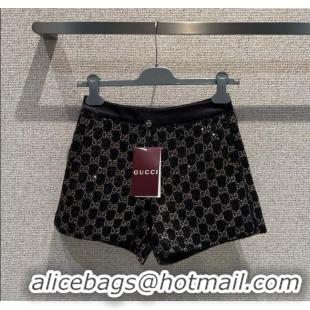 Unique Discount Gucci GG Strass Mini Shorts GG122605 Black/Gold 2025