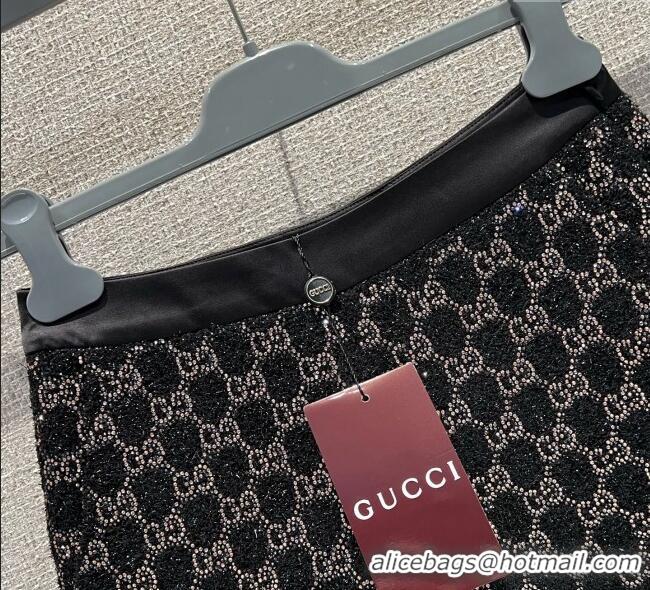 Unique Discount Gucci GG Strass Mini Shorts GG122605 Black/Gold 2025