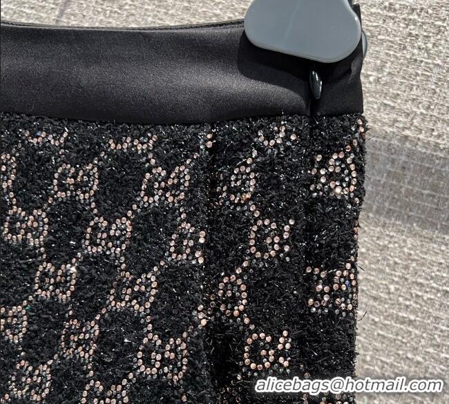 Unique Discount Gucci GG Strass Mini Shorts GG122605 Black/Gold 2025