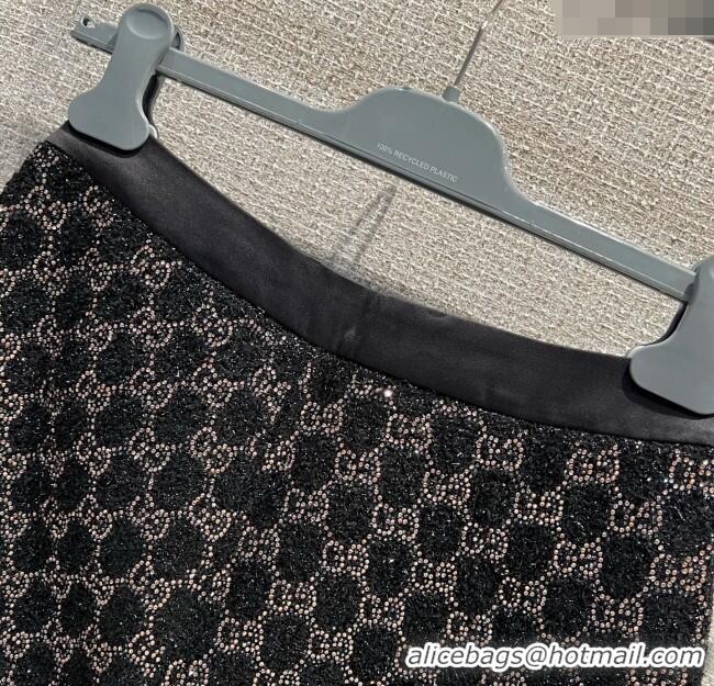 Unique Discount Gucci GG Strass Mini Shorts GG122605 Black/Gold 2025