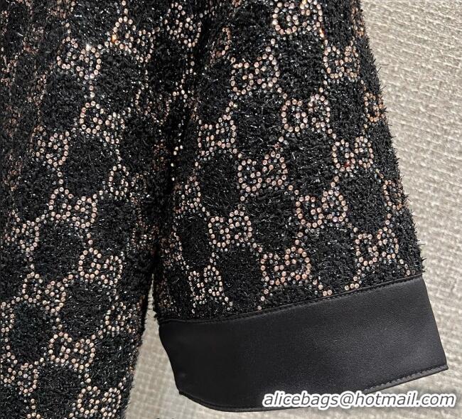 Big Discount Gucci GG Strass Polo Shirt GG122605 Black/Gold 2025