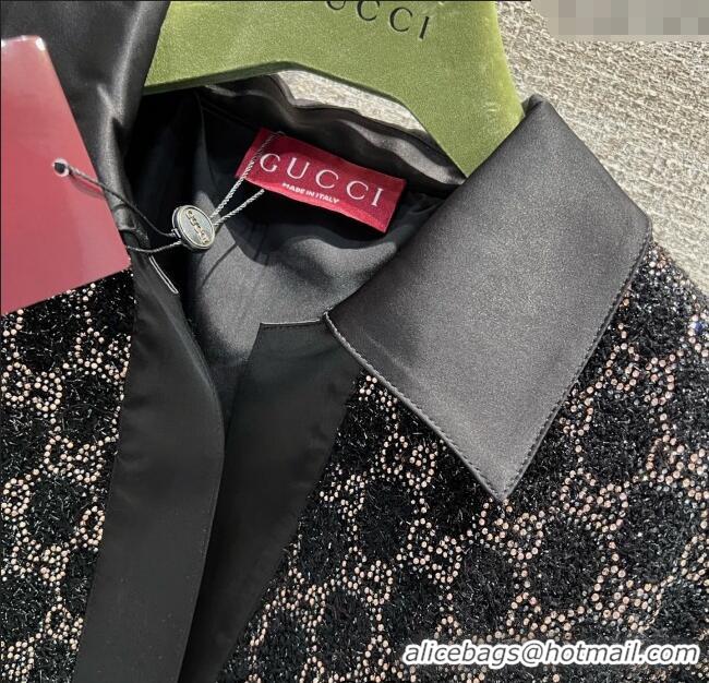 Big Discount Gucci GG Strass Polo Shirt GG122605 Black/Gold 2025