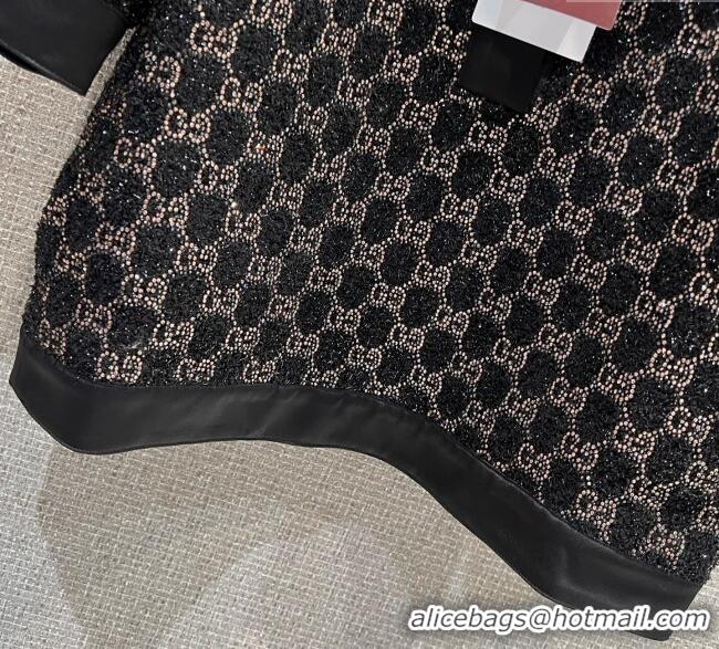 Big Discount Gucci GG Strass Polo Shirt GG122605 Black/Gold 2025