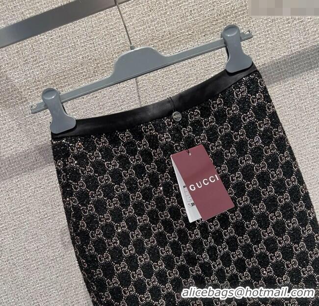 Big Discount Gucci GG Strass Polo Shirt GG122605 Black/Gold 2025