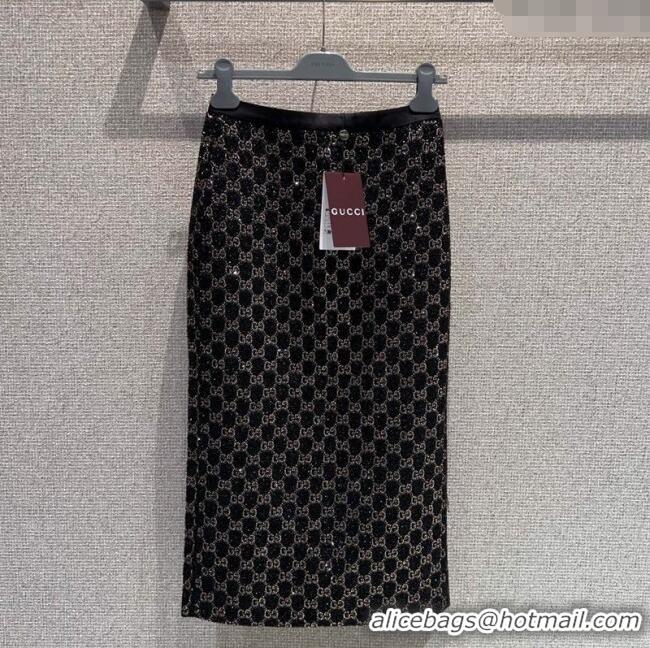 Big Discount Gucci GG Strass Polo Shirt GG122605 Black/Gold 2025