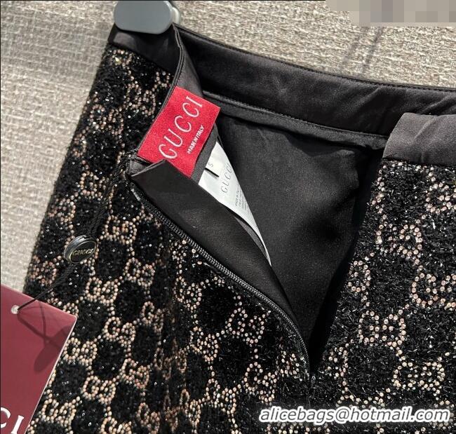 Big Discount Gucci GG Strass Polo Shirt GG122605 Black/Gold 2025