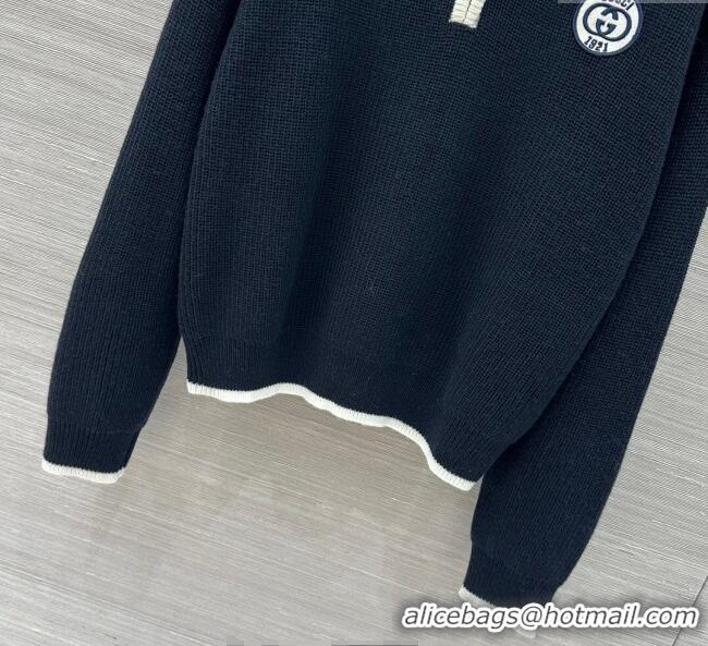 ​Big Discount Gucci Knit Wool Polo Sweater G6045 Black 2025