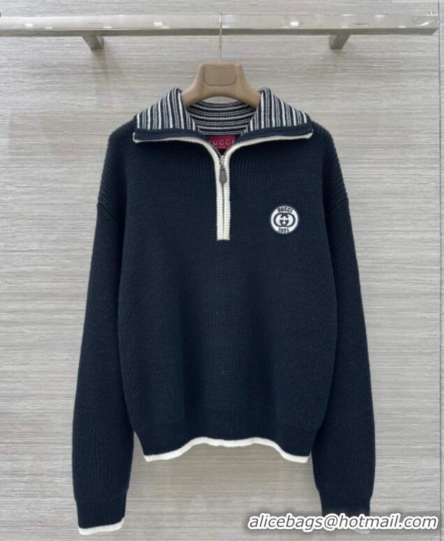 ​Big Discount Gucci Knit Wool Polo Sweater G6045 Black 2025