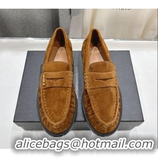 Popular Style Saint Laurent Le Loafers Penny Slippers in Suede Light Brown 1028128