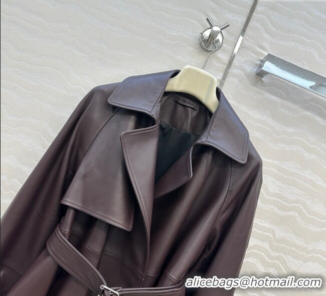 Famous Brand Loewe Lambskin Leather Jacket LW122605 Brown 2025