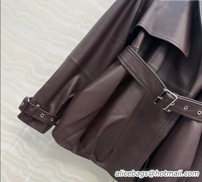 Famous Brand Loewe Lambskin Leather Jacket LW122605 Brown 2025