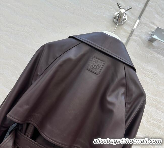 Famous Brand Loewe Lambskin Leather Jacket LW122605 Brown 2025