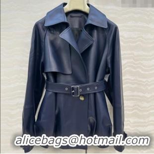 Big Discount Loewe Lambskin Leather Jacket LW122605 Blue 2025