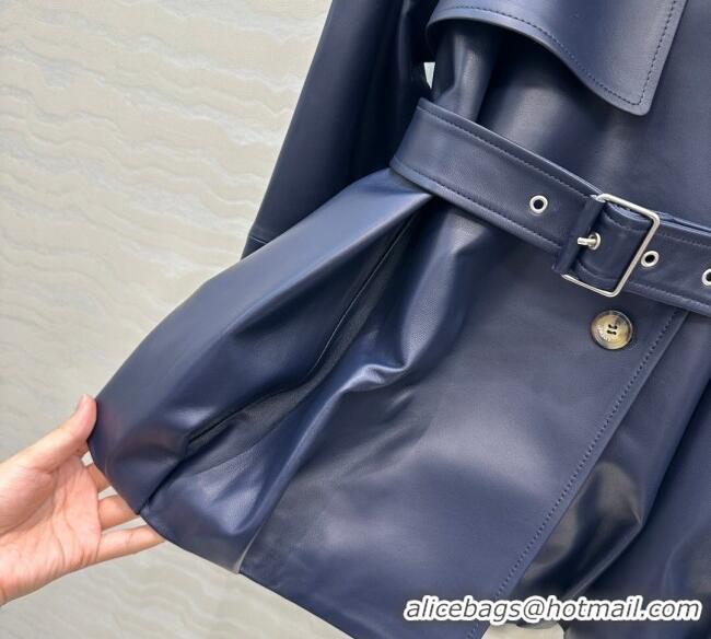 Big Discount Loewe Lambskin Leather Jacket LW122605 Blue 2025