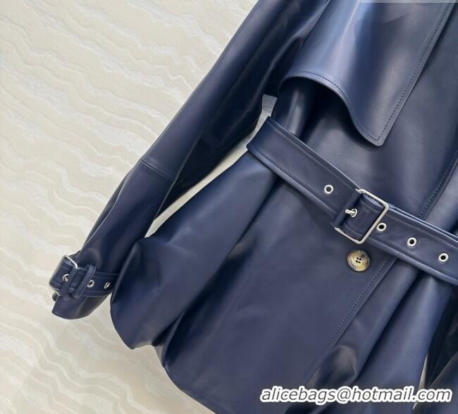 Big Discount Loewe Lambskin Leather Jacket LW122605 Blue 2025