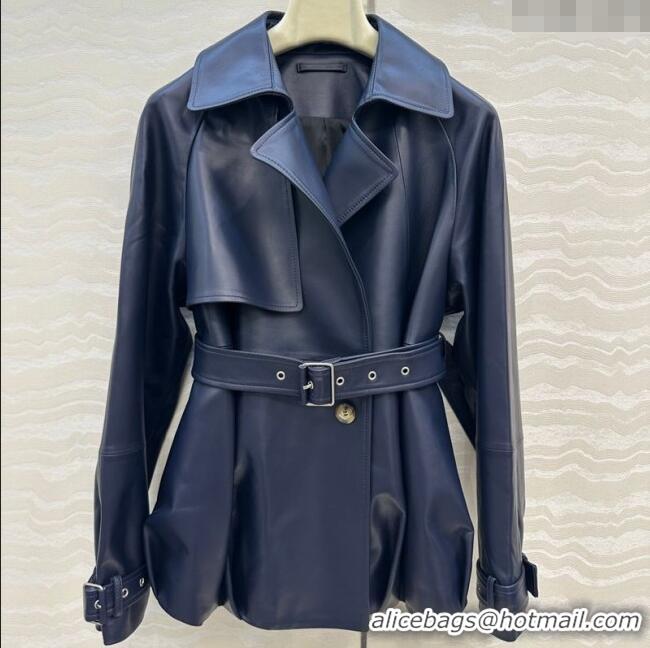 Big Discount Loewe Lambskin Leather Jacket LW122605 Blue 2025