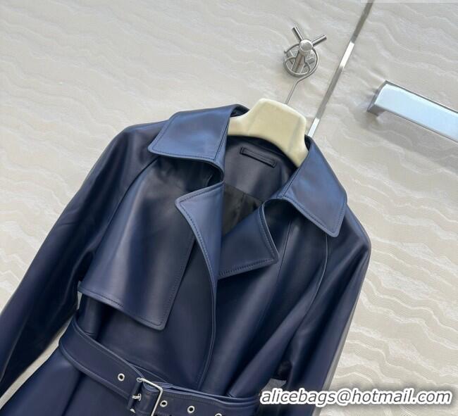 Big Discount Loewe Lambskin Leather Jacket LW122605 Blue 2025