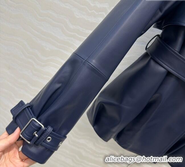 Big Discount Loewe Lambskin Leather Jacket LW122605 Blue 2025