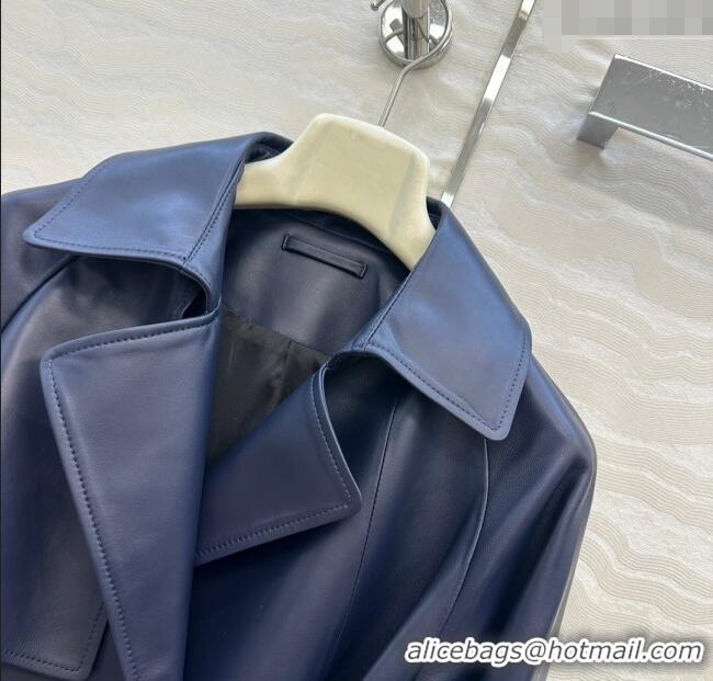 Big Discount Loewe Lambskin Leather Jacket LW122605 Blue 2025