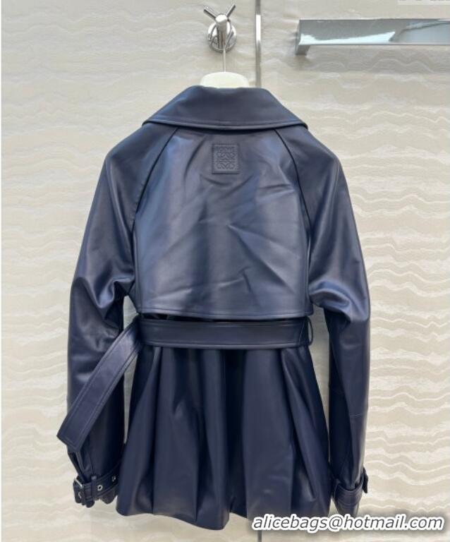 Big Discount Loewe Lambskin Leather Jacket LW122605 Blue 2025