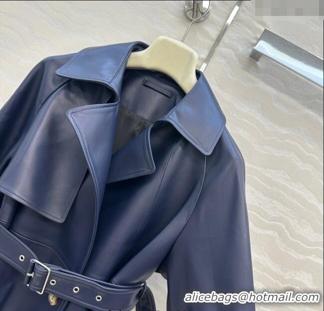 Big Discount Loewe Lambskin Leather Jacket LW122605 Blue 2025