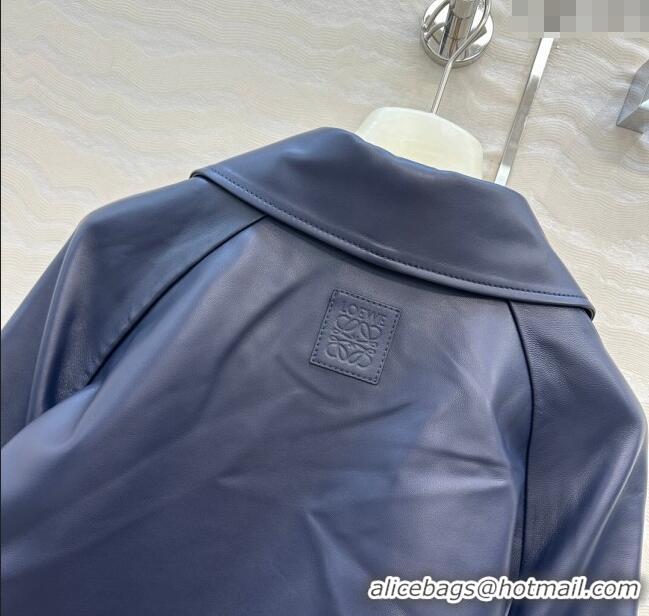 Big Discount Loewe Lambskin Leather Jacket LW122605 Blue 2025