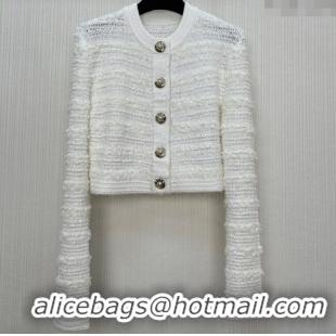 Unique Grade Balmain Tweed Jacket BM122605 White 2025