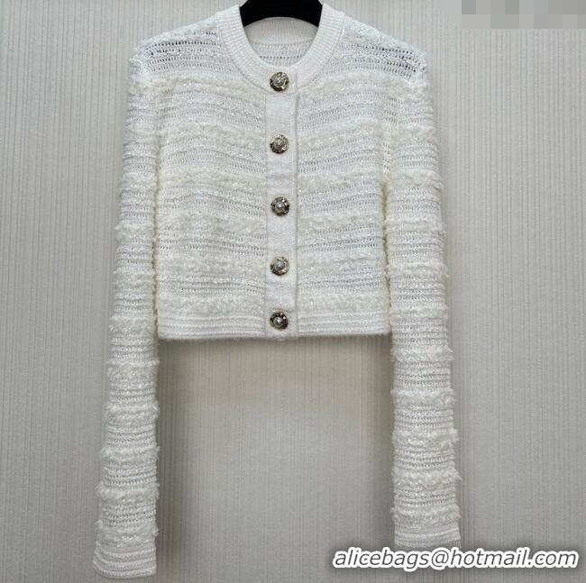 Unique Grade Balmain Tweed Jacket BM122605 White 2025