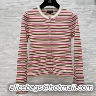 Top Grade Chanel Striped Cardigan CH122607 Pink 2025