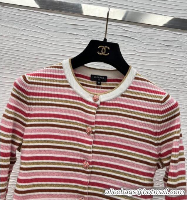 Top Grade Chanel Striped Cardigan CH122607 Pink 2025