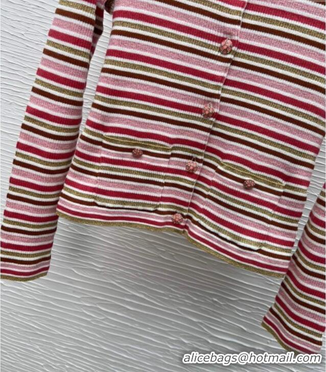 Top Grade Chanel Striped Cardigan CH122607 Pink 2025