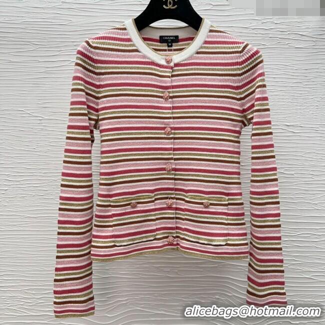 Top Grade Chanel Striped Cardigan CH122607 Pink 2025