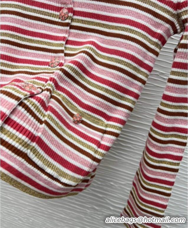 Top Grade Chanel Striped Cardigan CH122607 Pink 2025