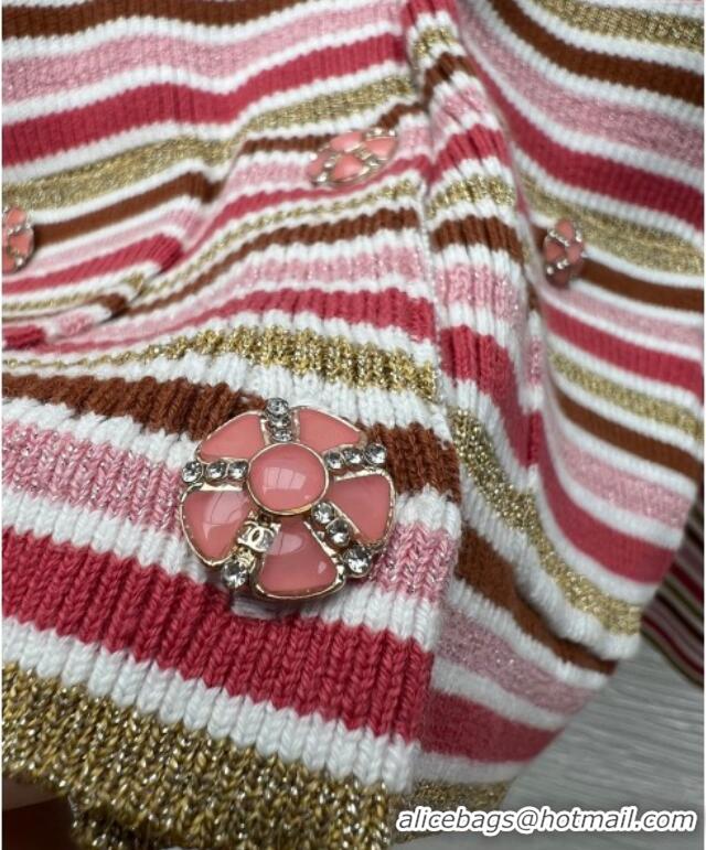Top Grade Chanel Striped Cardigan CH122607 Pink 2025