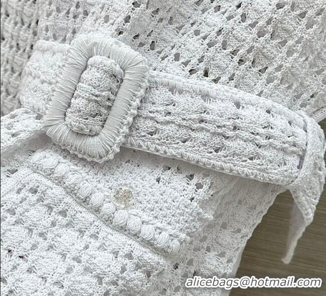 Luxury Discount Chanel Crochet Dress CH122610 White 2025