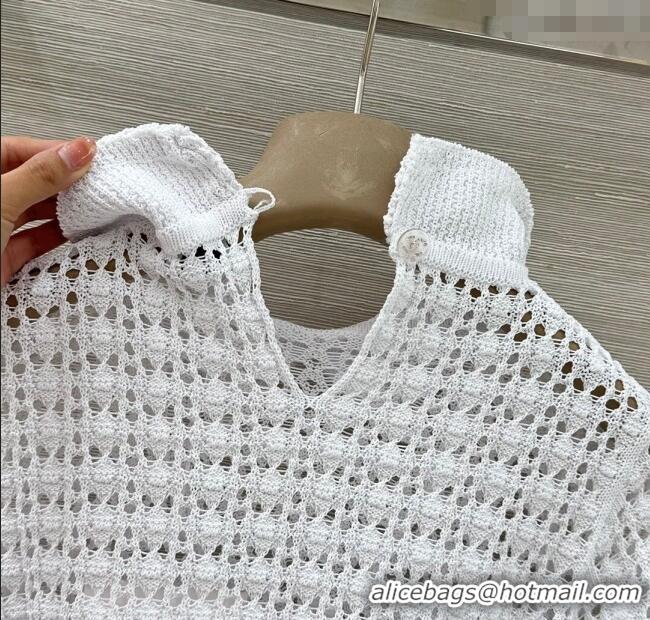 Luxury Discount Chanel Crochet Dress CH122610 White 2025