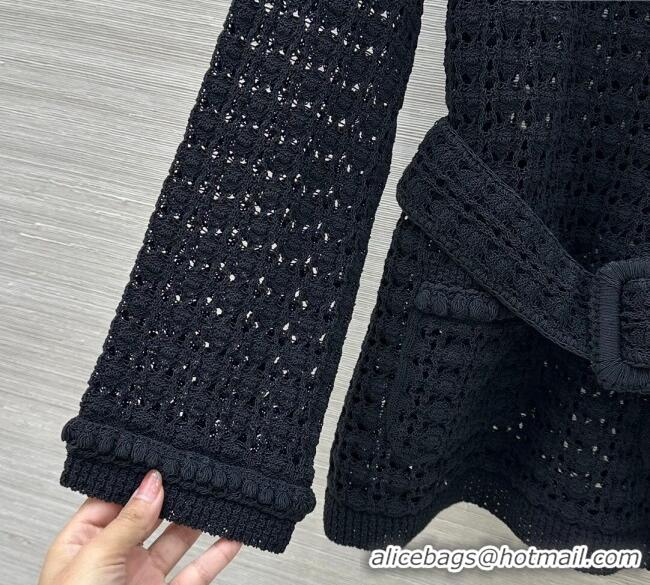 Good Quality Chanel Crochet Dress CH122610 Black 2025