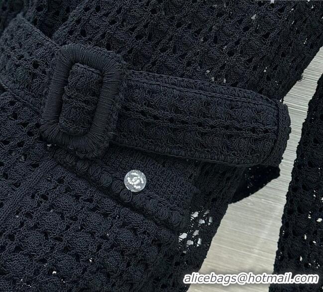 Good Quality Chanel Crochet Dress CH122610 Black 2025